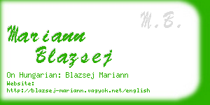 mariann blazsej business card